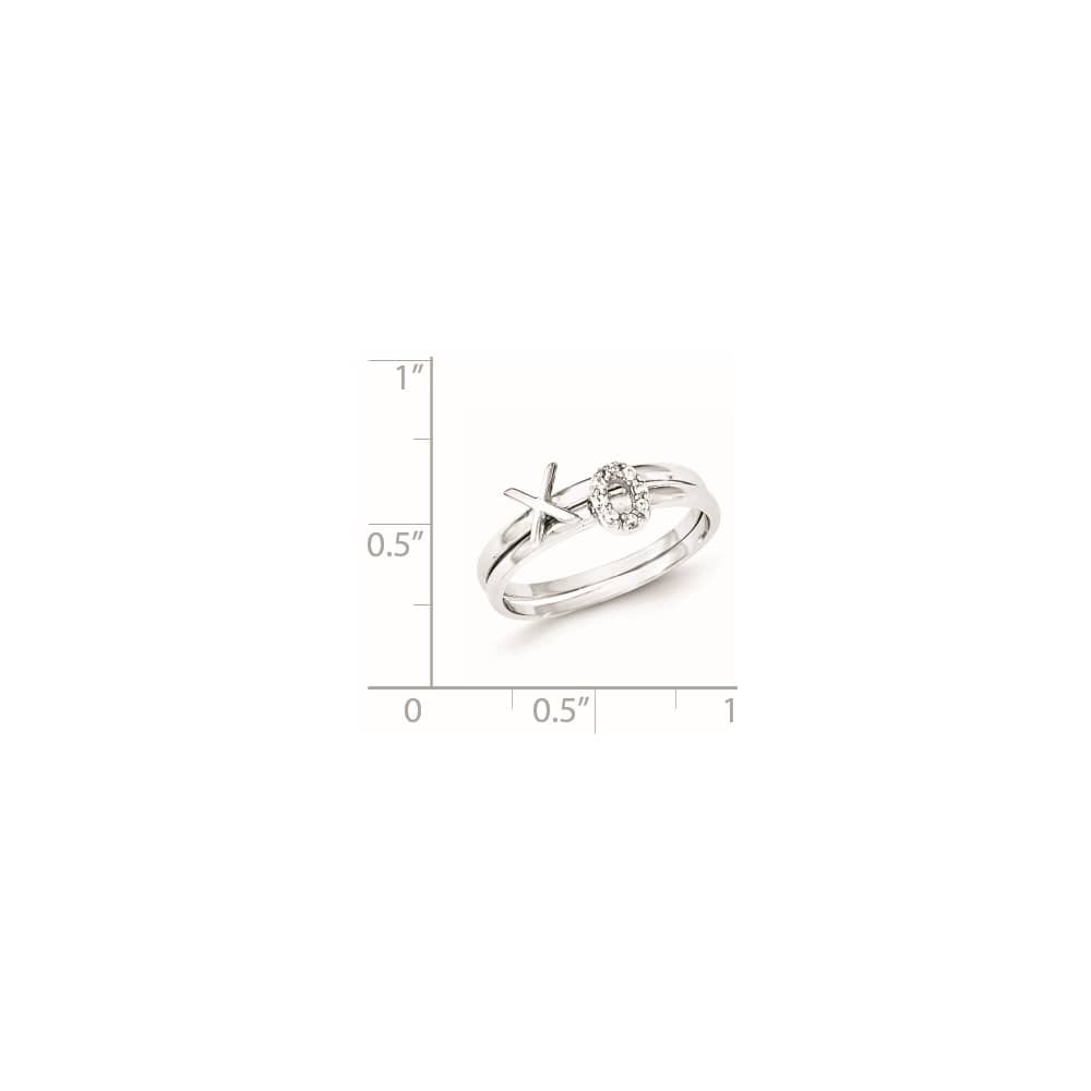 Sterling Silver Polished CZ X and O Two Ring Set