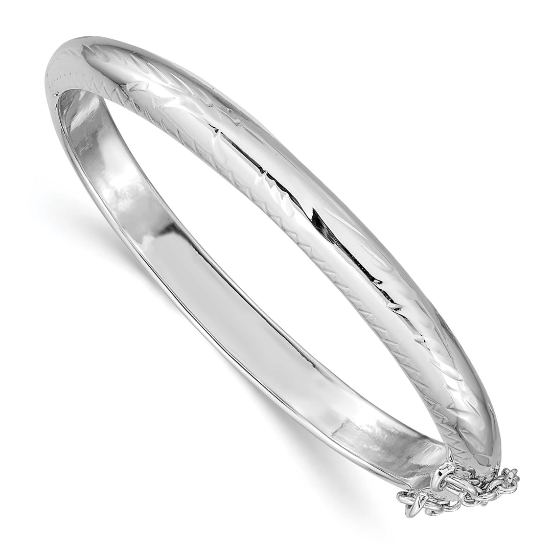 Sterling Silver Polished D.C. 5mm Hinged Baby Bangle Bracelet