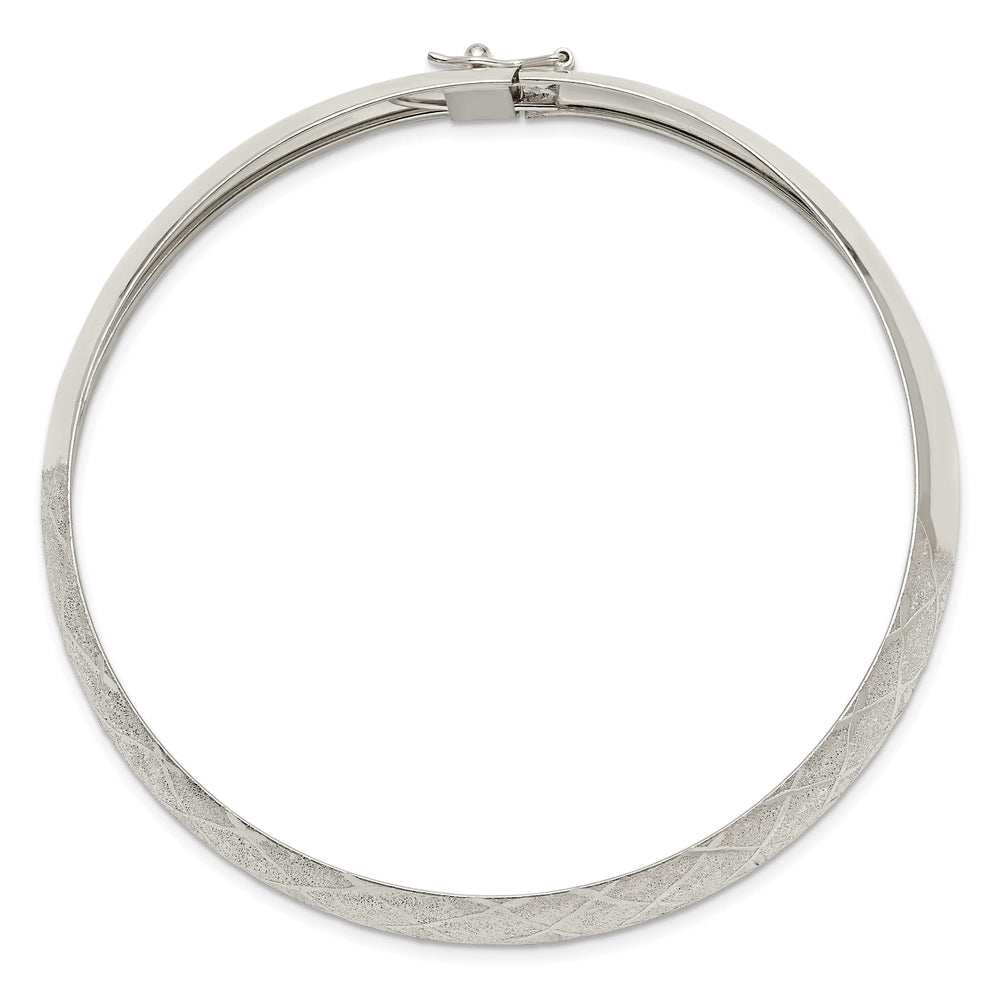 Sterling Silver Polished D.C. Textured 10mm Flexible Bangle