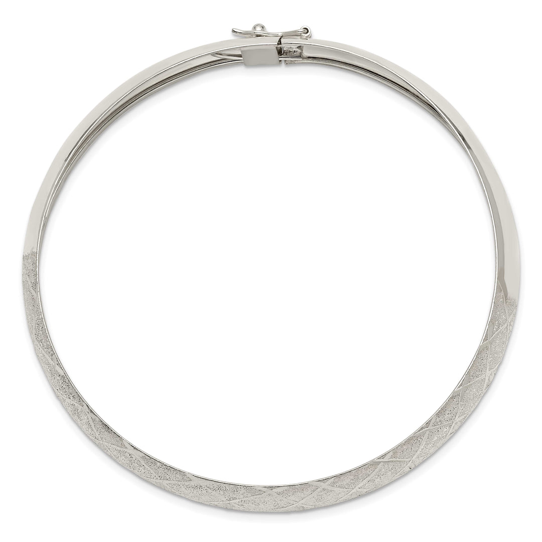 Sterling Silver Polished D.C. Textured 10mm Flexible Bangle