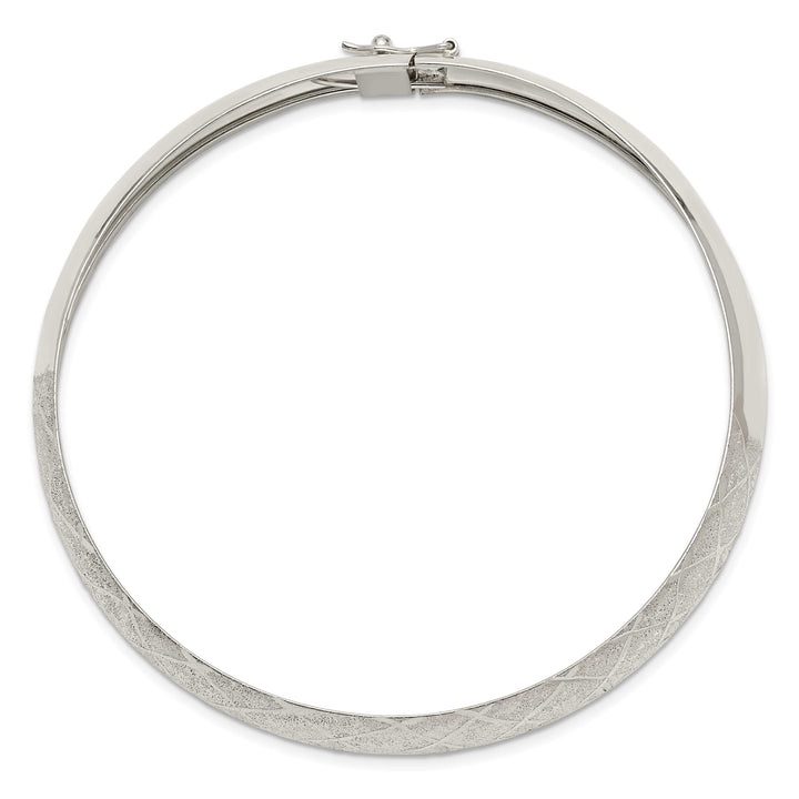 Sterling Silver Polished D.C. Textured 10mm Flexible Bangle