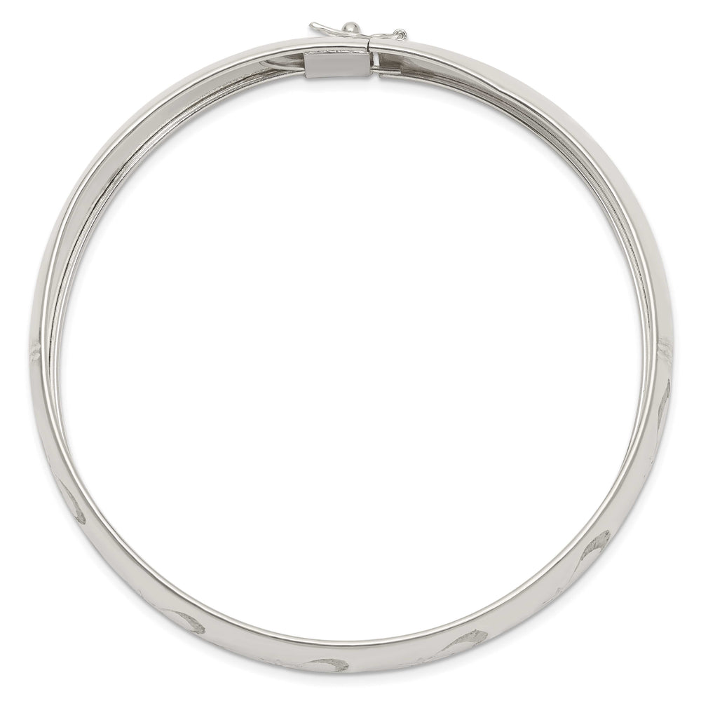 Sterling Silver Polished D.C. Textured 14.25mm Flexible Bangle