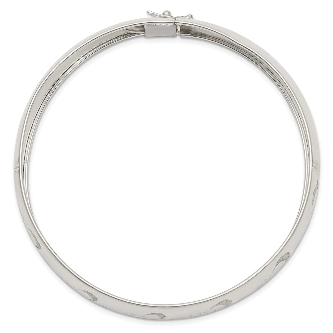 Sterling Silver Polished D.C. Textured 14.25mm Flexible Bangle