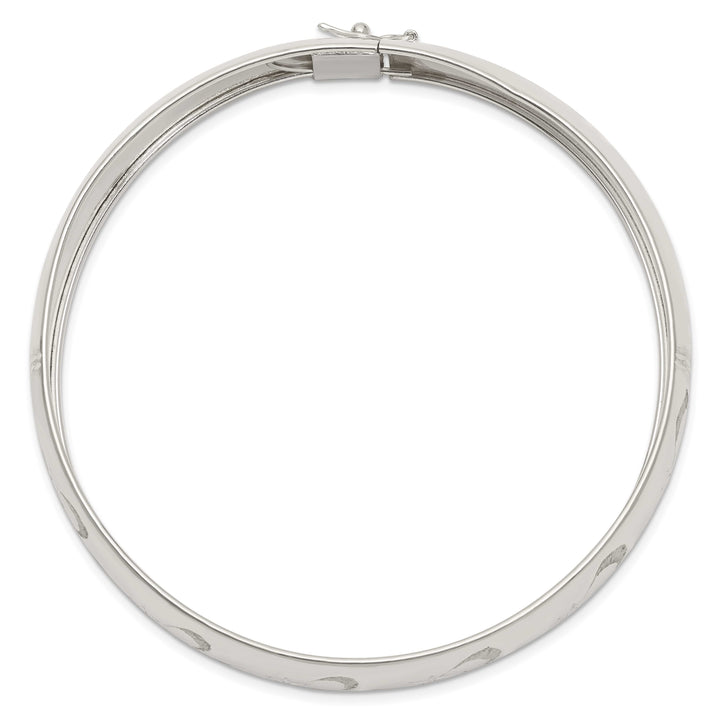 Sterling Silver Polished D.C. Textured 14.25mm Flexible Bangle