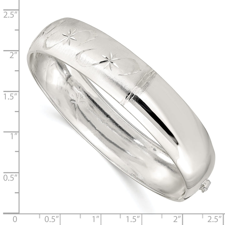 Sterling Silver Polished D.C. Textured 14.25mm Flexible Bangle