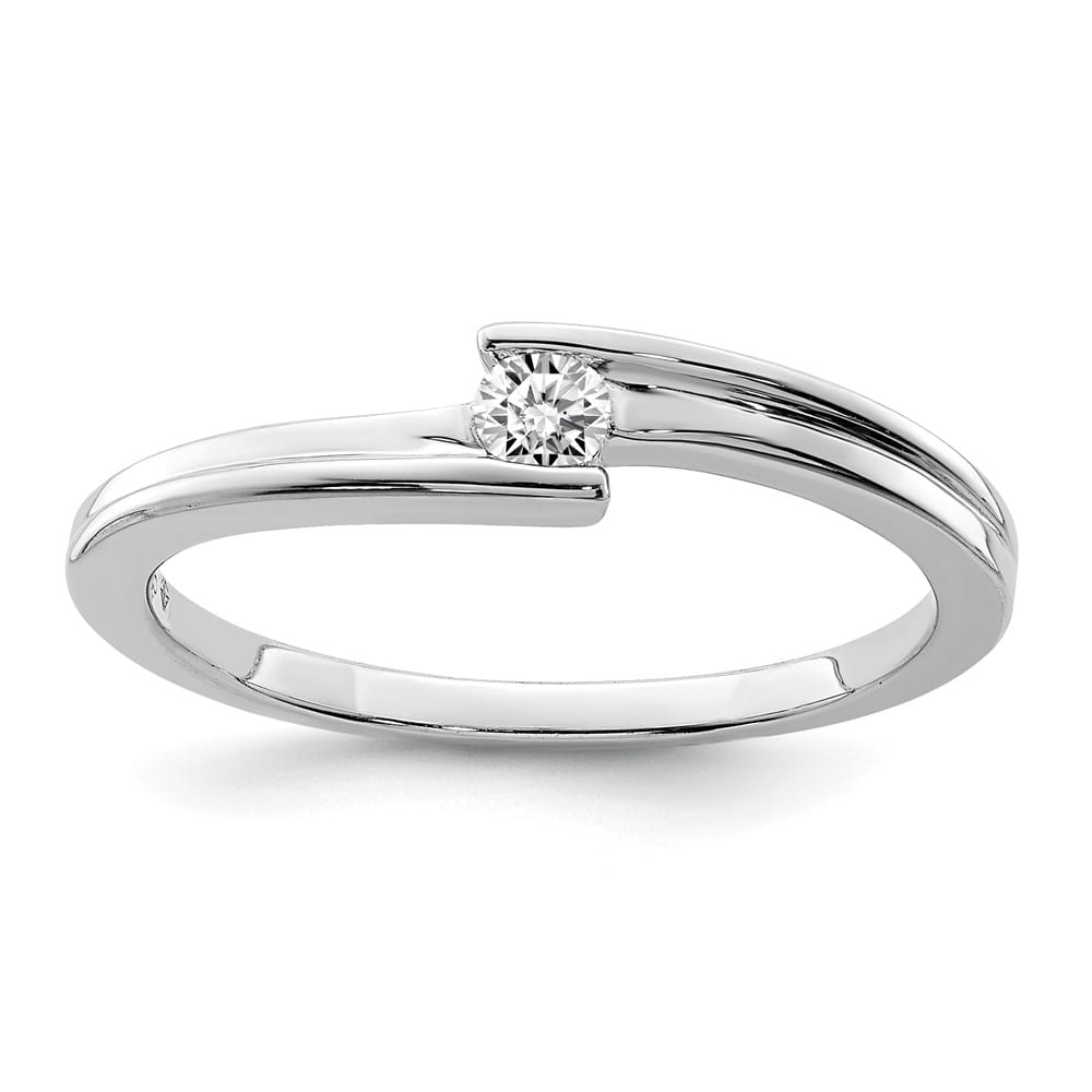 Sterling Silver Polished Diamond Ring