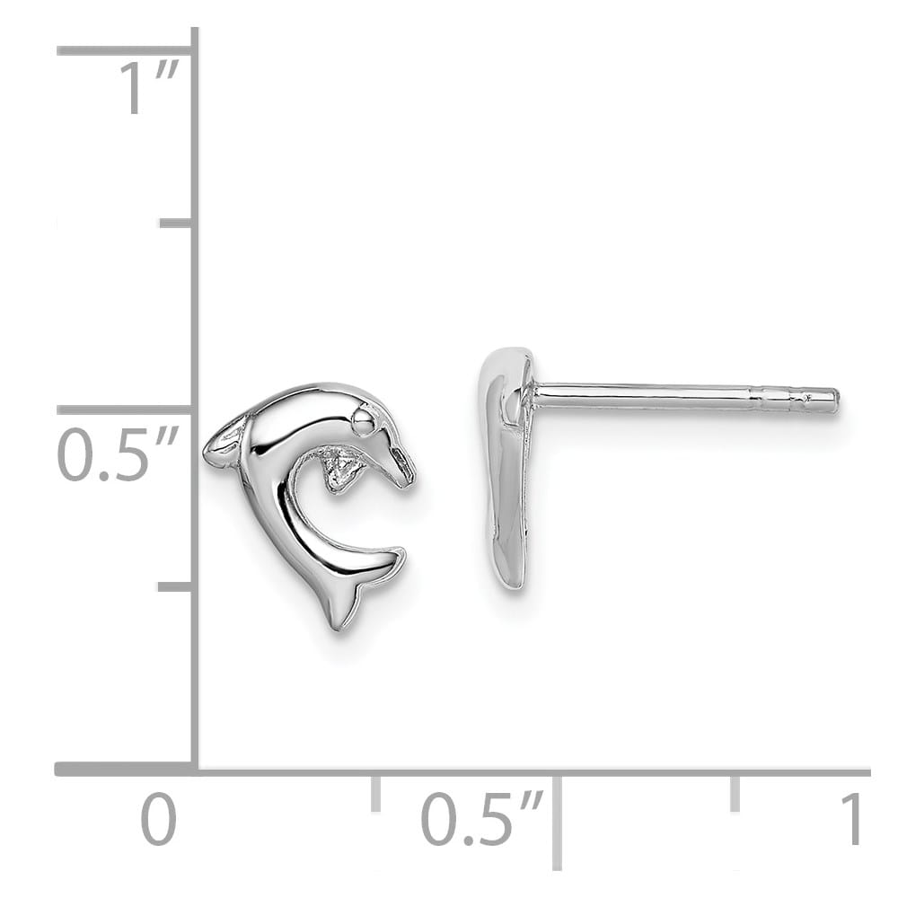 Sterling Silver Polished Dolphin Post Earrings, view 4 of 4