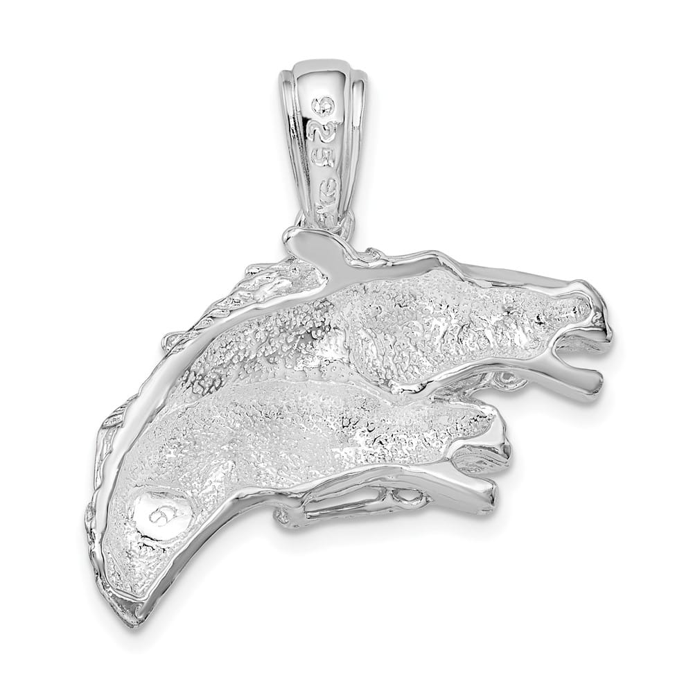 Sterling Silver Polished Double Horse Head Pendant