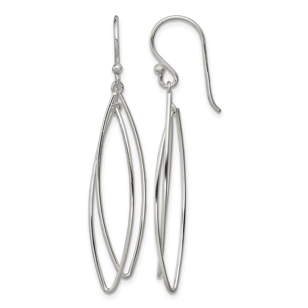 Sterling Silver Polished Double Marquise Shape Dangle Earrings, view 1 of 4