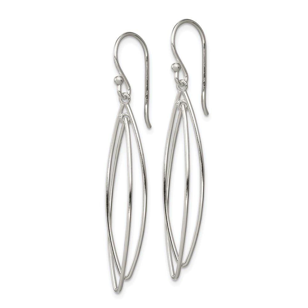 Sterling Silver Polished Double Marquise Shape Dangle Earrings, view 2 of 4