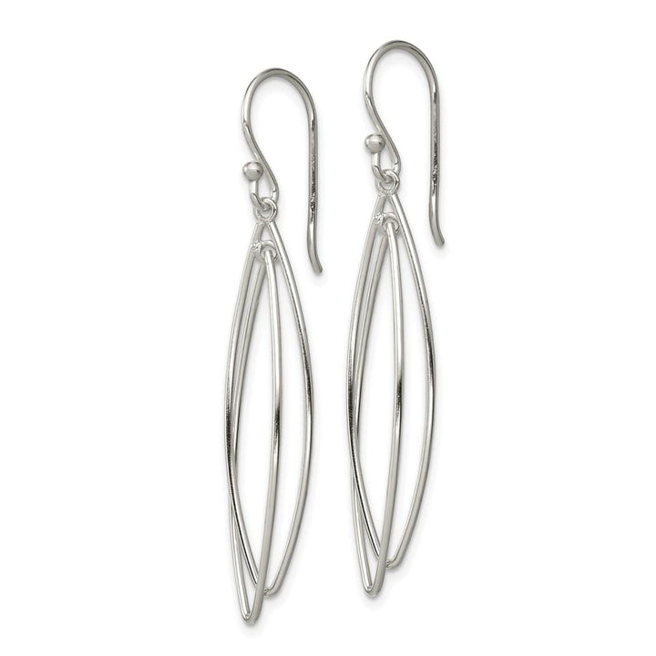 Sterling Silver Polished Double Marquise Shape Dangle Earrings, view 2 of 4