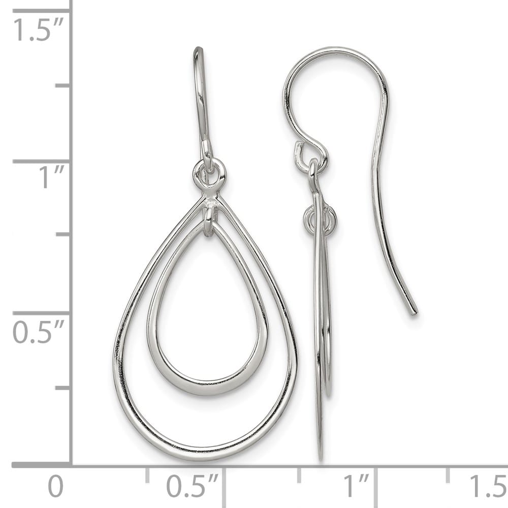 Sterling Silver Polished Double Teardrop Dangle Earrings, view 4 of 4