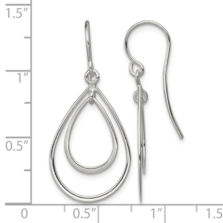 Sterling Silver Polished Double Teardrop Dangle Earrings, view 4 of 4