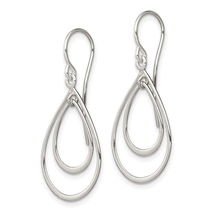Sterling Silver Polished Double Teardrop Dangle Earrings, view 2 of 4