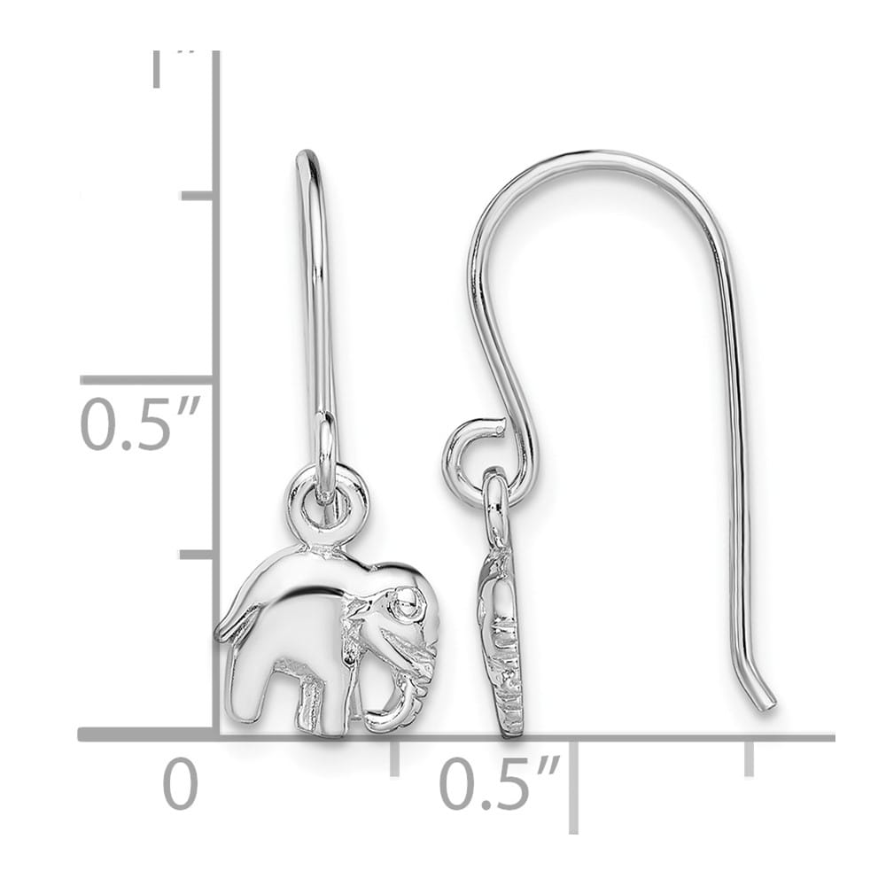 Sterling Silver Polished Elephant Dangle Earrings, view 4 of 4