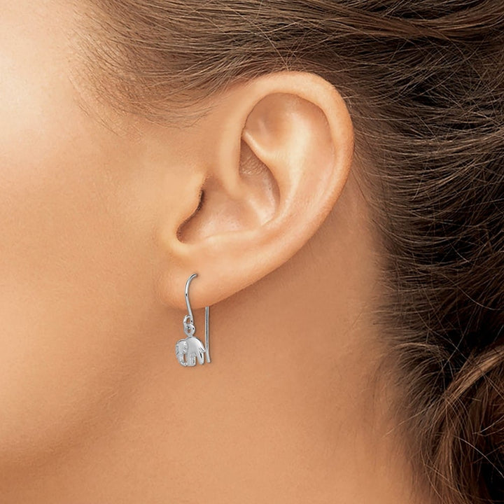 Sterling Silver Polished Elephant Dangle Earrings, view 3 of 4