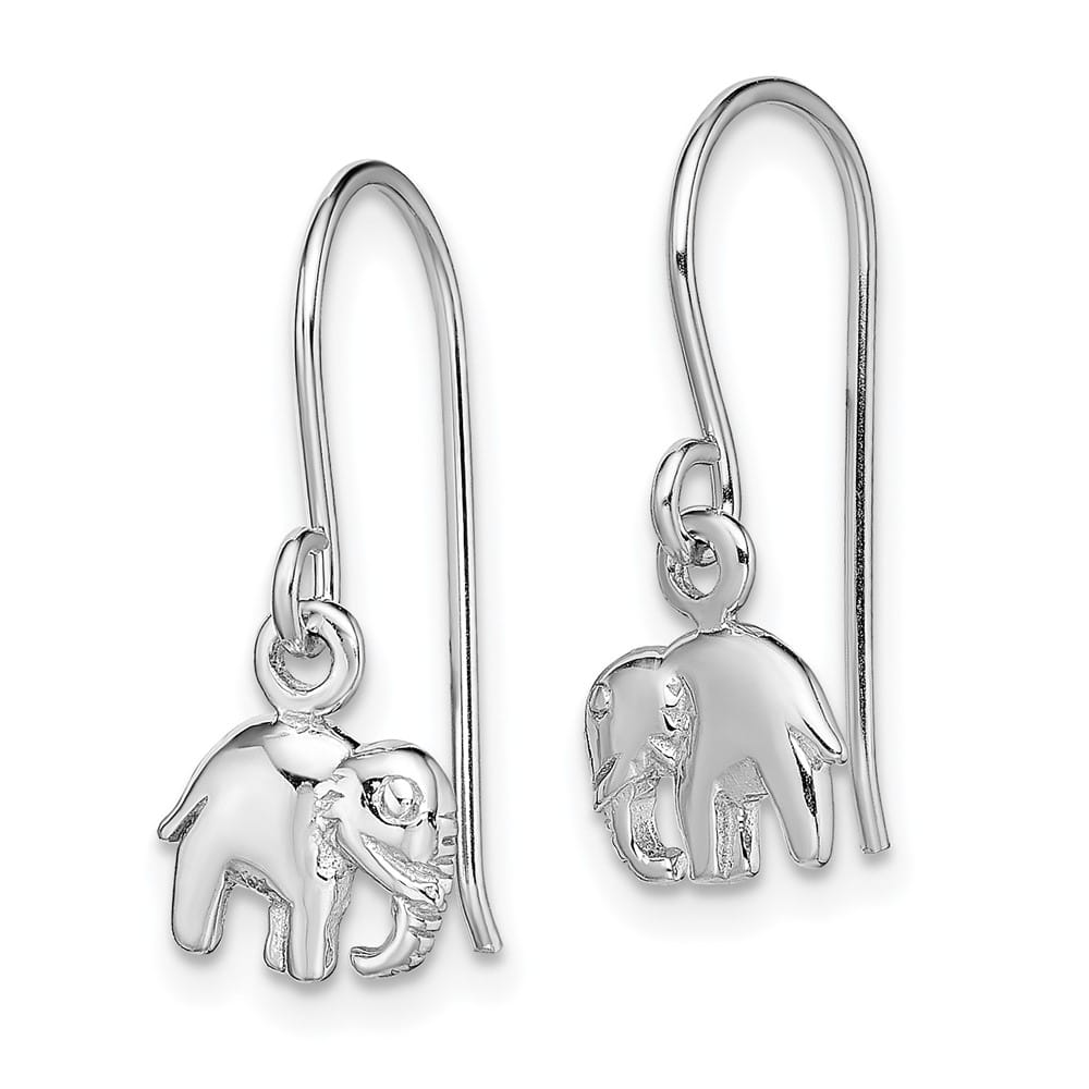 Sterling Silver Polished Elephant Dangle Earrings, view 2 of 4