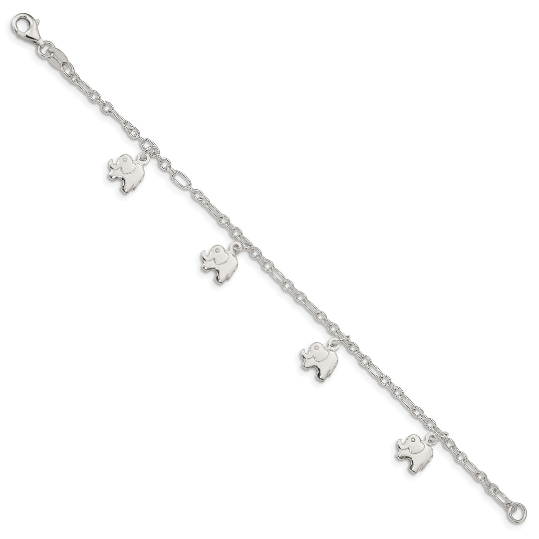 Sterling Silver Polished Elephants Children's Bracelet