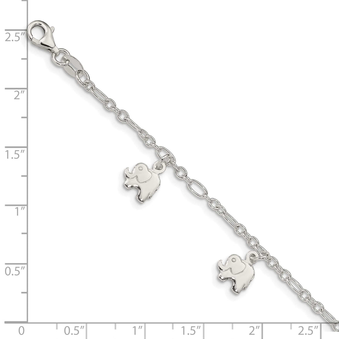 Sterling Silver Polished Elephants Children's Bracelet