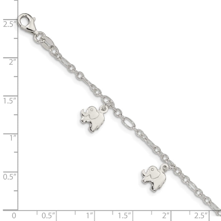 Sterling Silver Polished Elephants Children's Bracelet