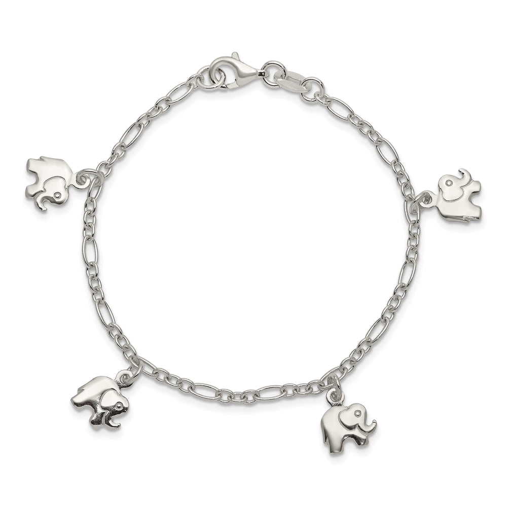 Sterling Silver Polished Elephants Children's Bracelet