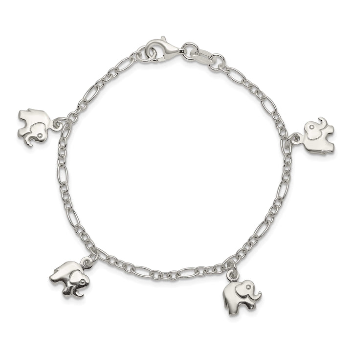 Sterling Silver Polished Elephants Children's Bracelet