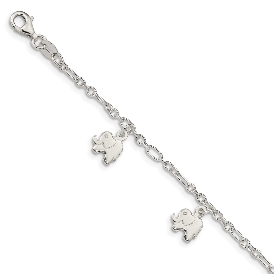 Sterling Silver Polished Elephants Children's Bracelet