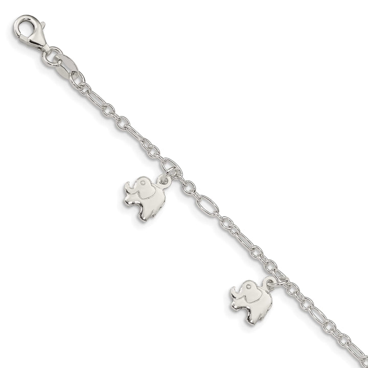 Sterling Silver Polished Elephants Children's Bracelet