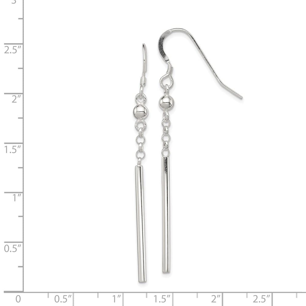 Sterling Silver Polished Fancy Bar Dangle Earrings, view 4 of 4