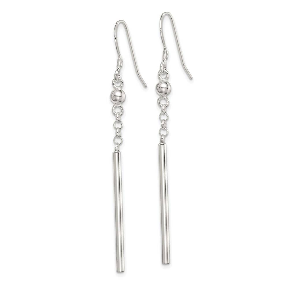 Sterling Silver Polished Fancy Bar Dangle Earrings, view 2 of 4