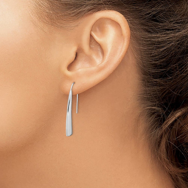 Sterling Silver Polished Fancy Bar Thread Earrings, view 3 of 4