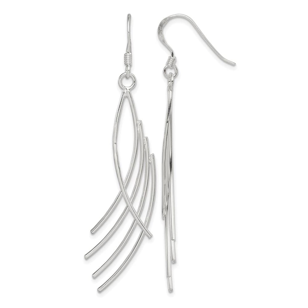 Sterling Silver Polished Fancy Curved Design Dangle Earrings, view 1 of 4