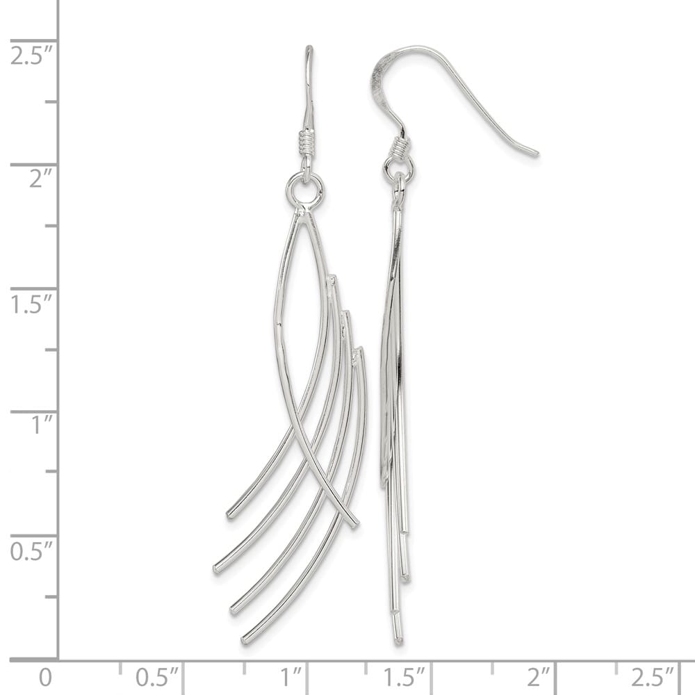 Sterling Silver Polished Fancy Curved Design Dangle Earrings, view 4 of 4