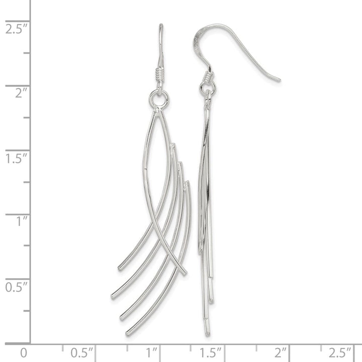 Sterling Silver Polished Fancy Curved Design Dangle Earrings, view 4 of 4