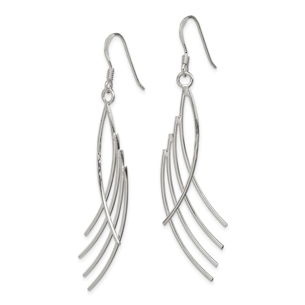 Sterling Silver Polished Fancy Curved Design Dangle Earrings, view 2 of 4
