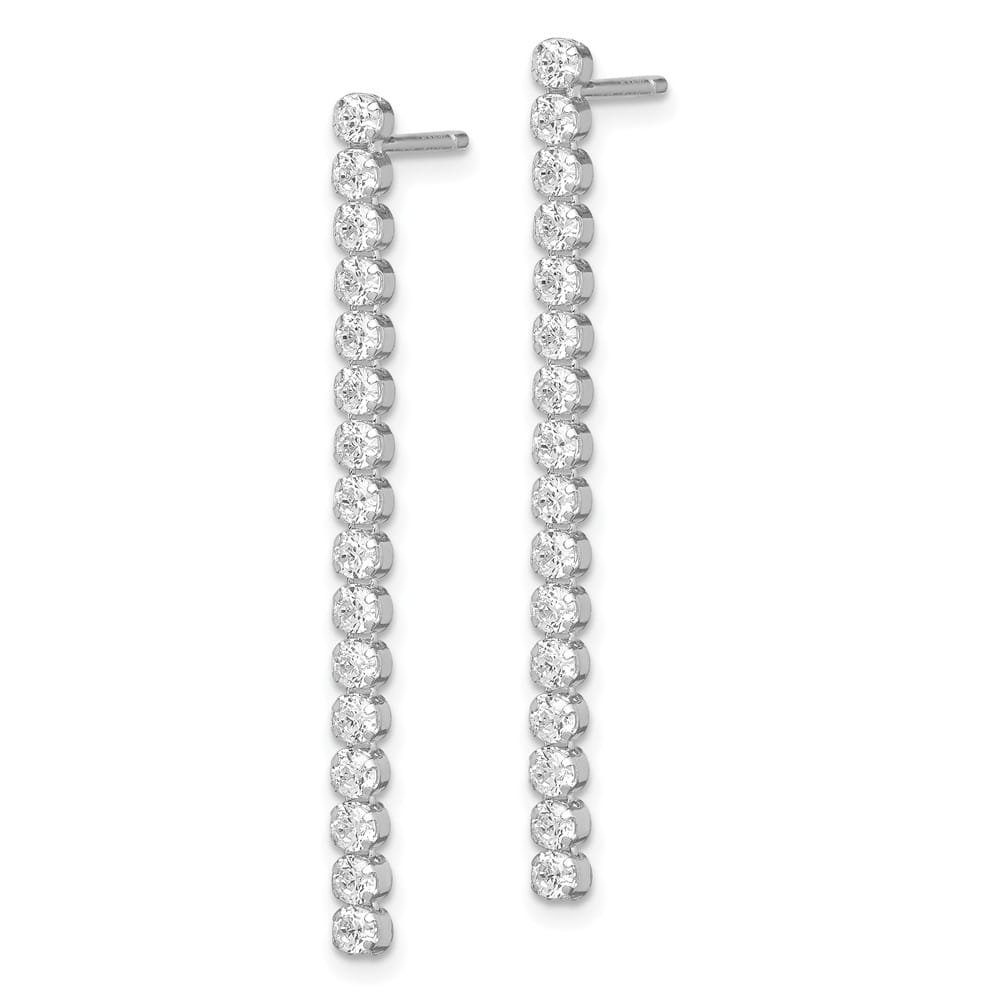 Sterling Silver Polished Fancy CZ Post Dangle Earrings, view 2 of 4