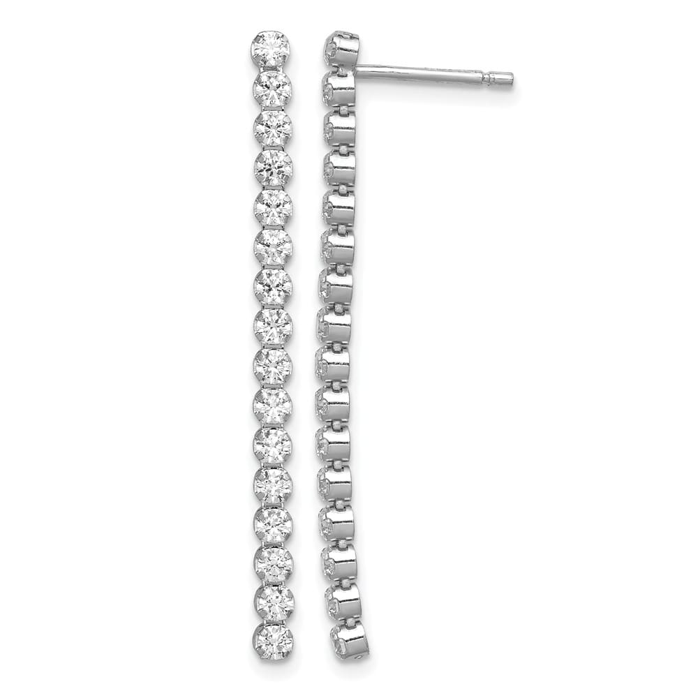 Sterling Silver Polished Fancy CZ Post Dangle Earrings, view 1 of 4