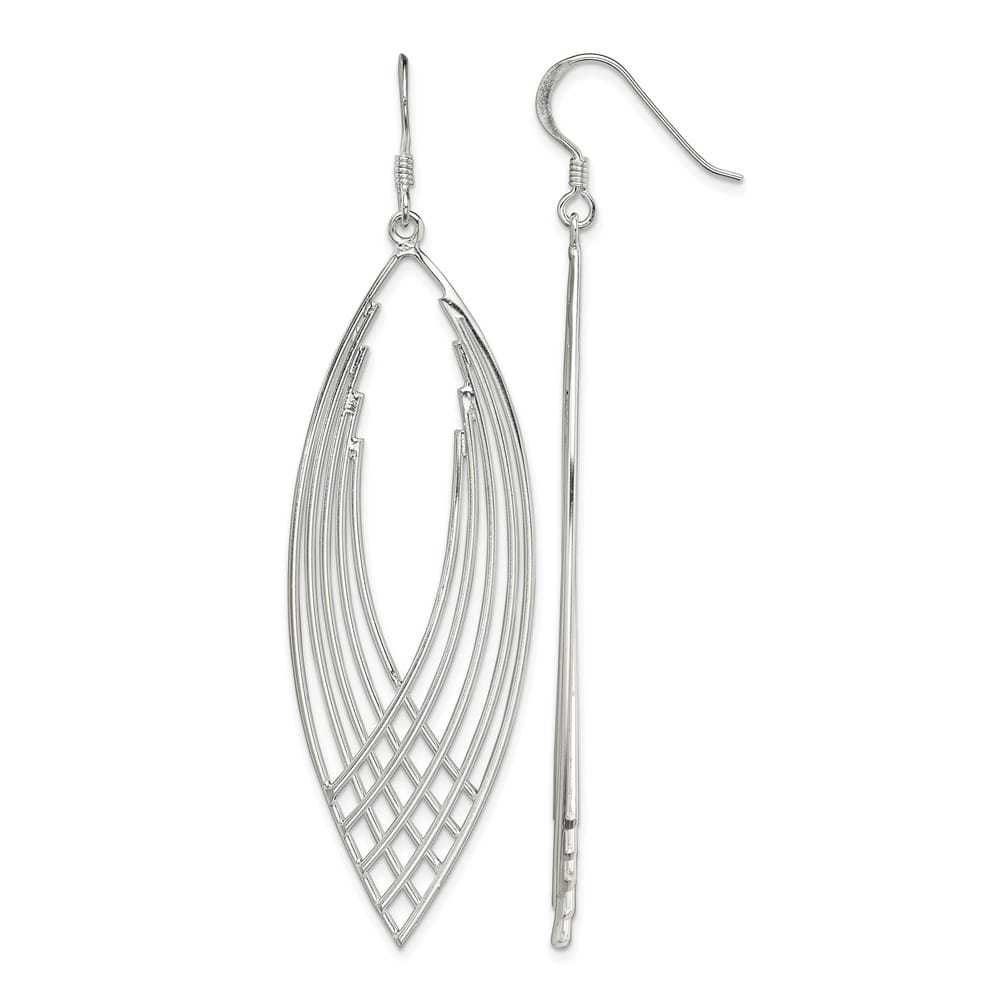 Sterling Silver Polished Fancy Dangle Shepherd Hook Earrings, view 1 of 4