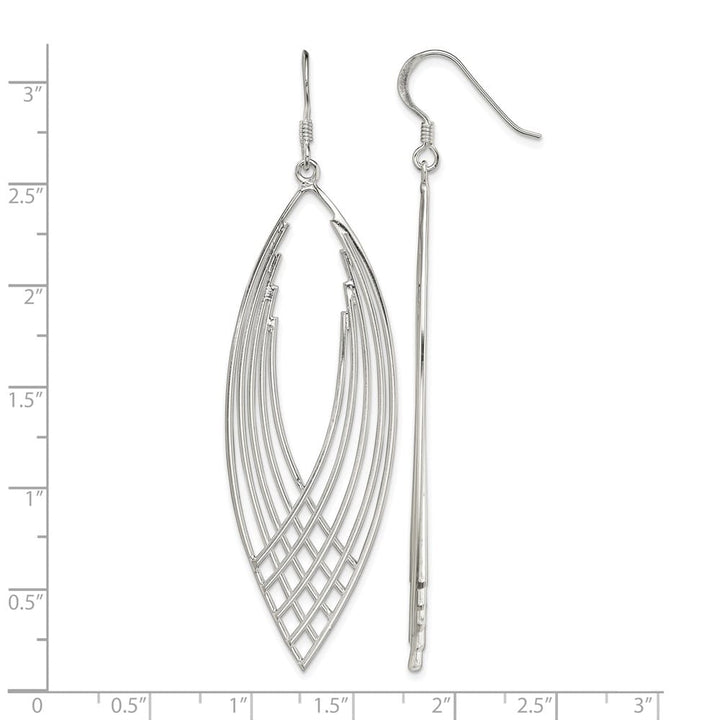 Sterling Silver Polished Fancy Dangle Shepherd Hook Earrings, view 4 of 4