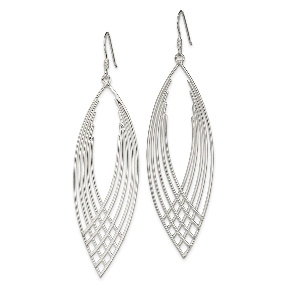Sterling Silver Polished Fancy Dangle Shepherd Hook Earrings, view 2 of 4