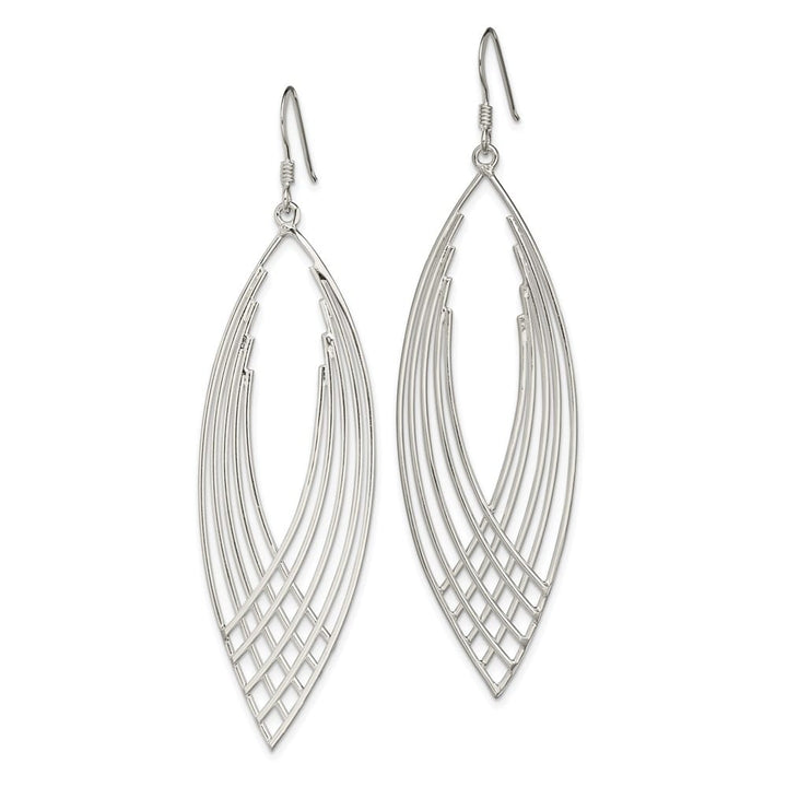 Sterling Silver Polished Fancy Dangle Shepherd Hook Earrings, view 2 of 4
