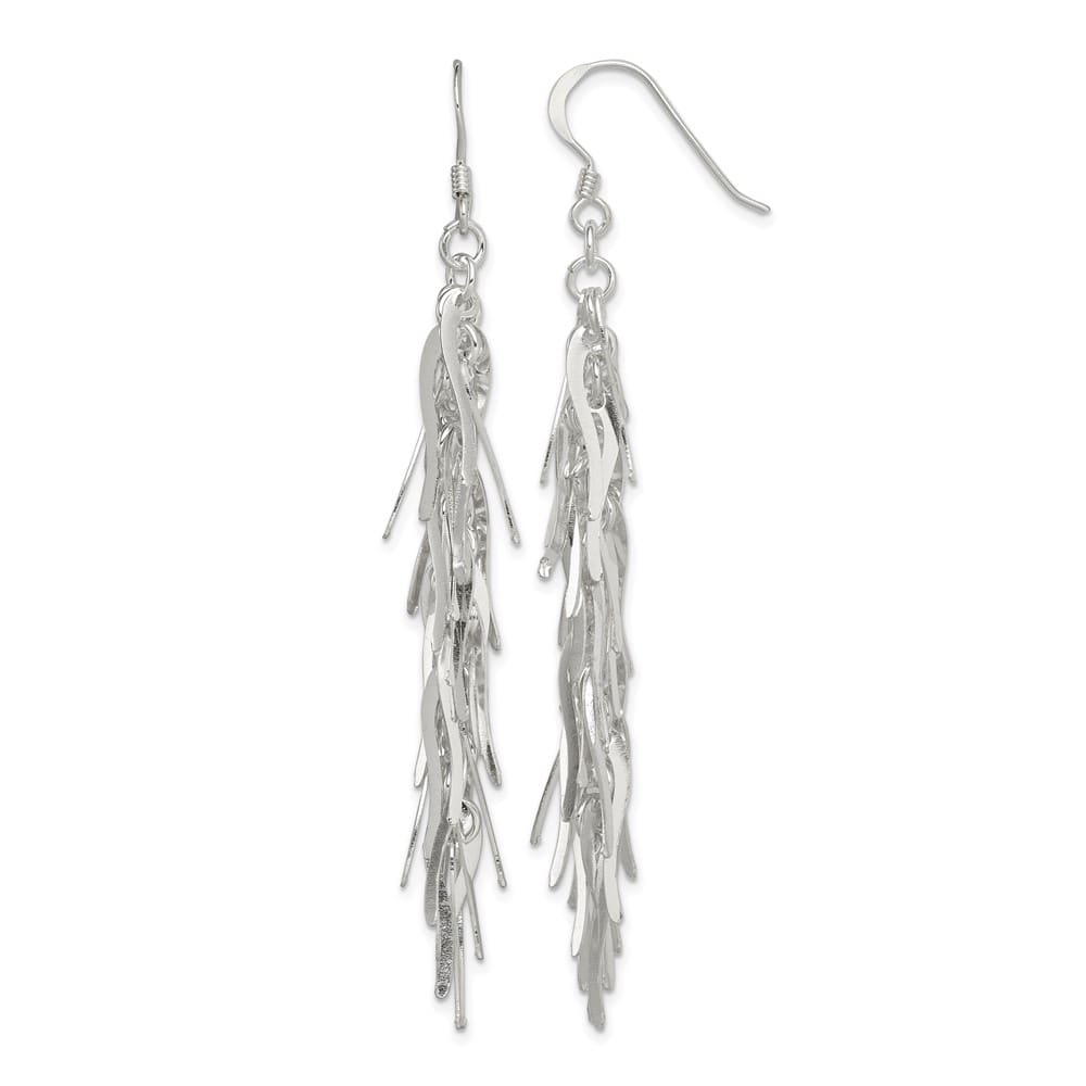 Sterling Silver Polished Fancy Drop Squiggle Dangle Earrings, view 1 of 4
