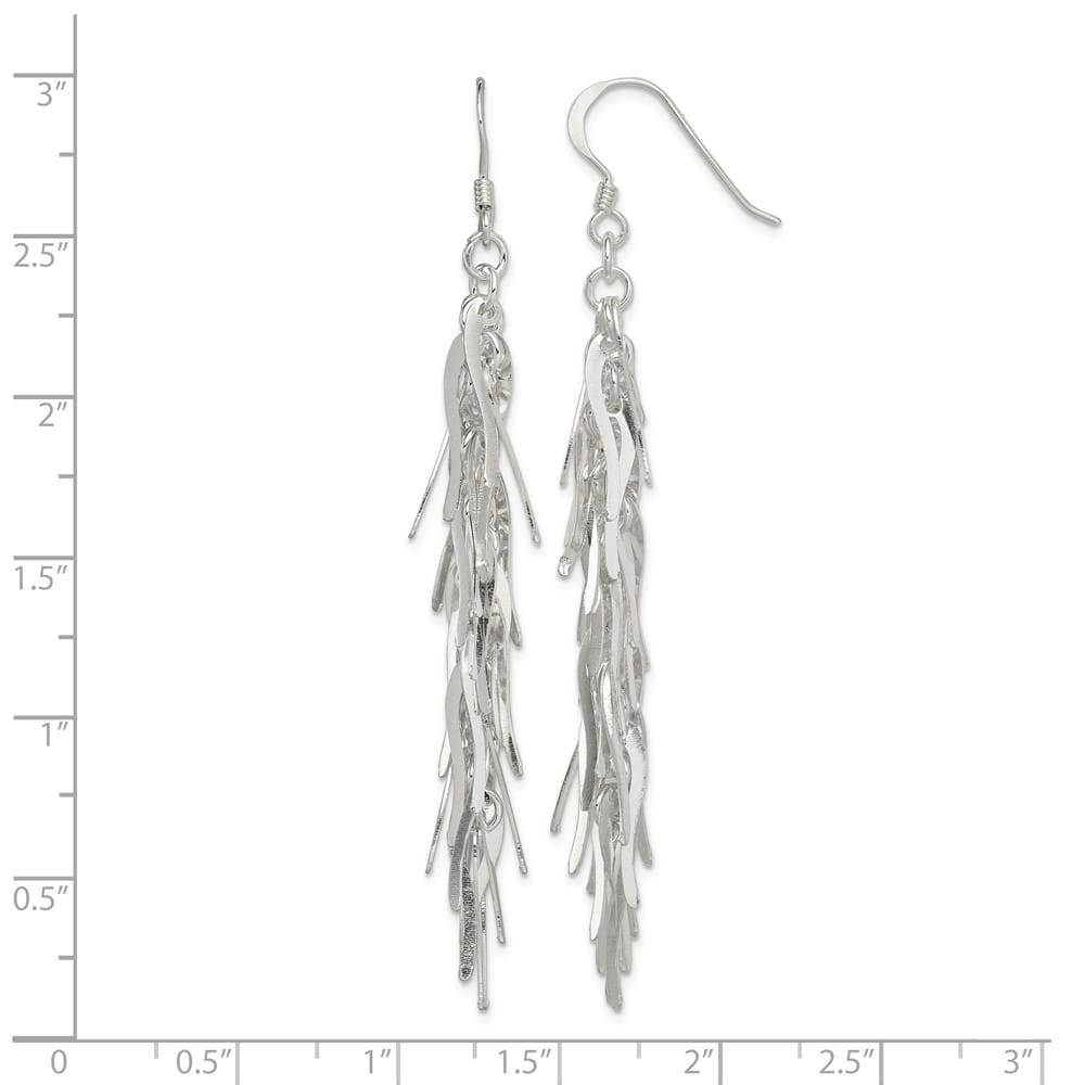 Sterling Silver Polished Fancy Drop Squiggle Dangle Earrings, view 4 of 4