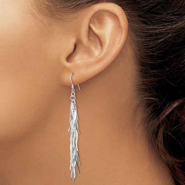 Sterling Silver Polished Fancy Drop Squiggle Dangle Earrings, view 3 of 4