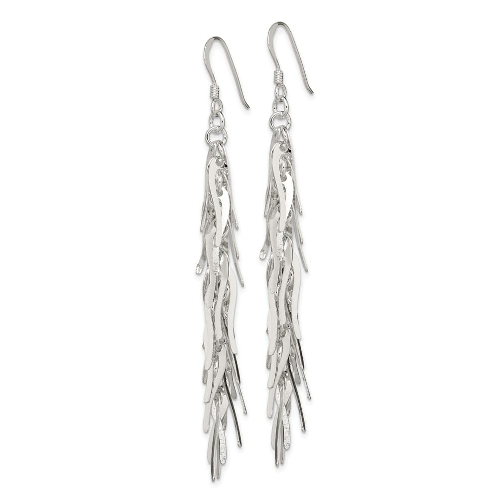 Sterling Silver Polished Fancy Drop Squiggle Dangle Earrings, view 2 of 4