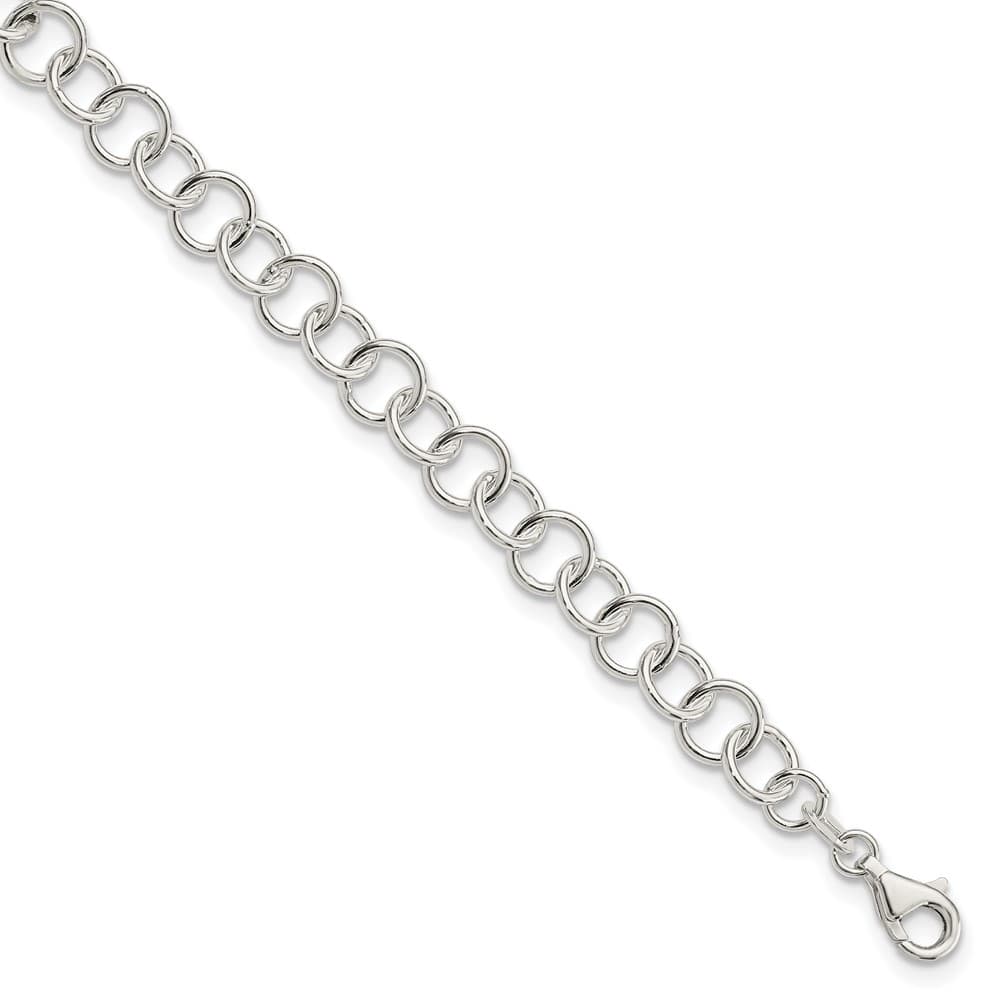 Sterling Silver Polished Fancy Link Anklet — .925 sterling silver, 10 inches long, 8 mm wide, lobster clasp, 10.25 g