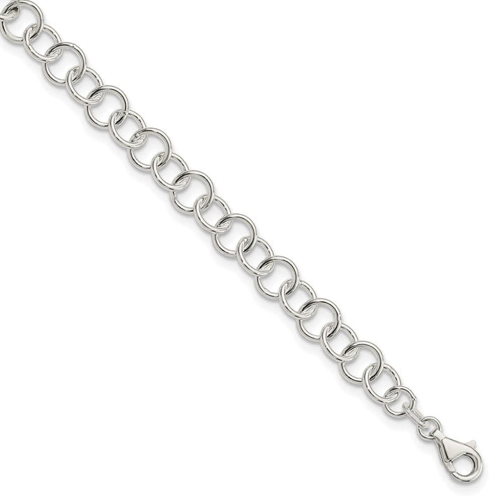 Sterling Silver Polished Fancy Link Anklet — .925 sterling silver, 10 inches long, 8 mm wide, lobster clasp, 10.25 g