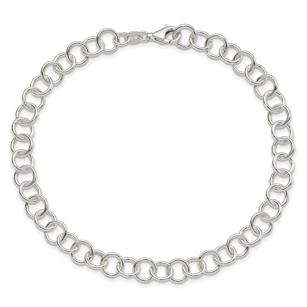 Sterling Silver Polished Fancy Link Anklet