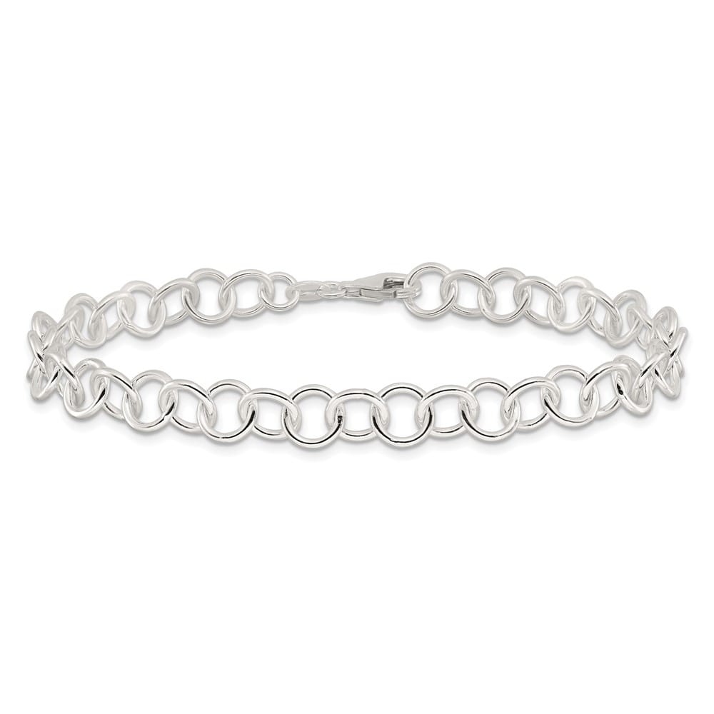 Sterling Silver Polished Fancy Link Anklet
