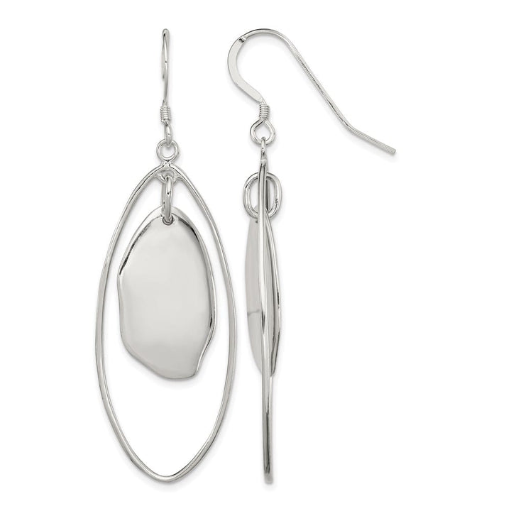 Sterling Silver Polished Fancy Oval Dangle Earrings, view 1 of 4
